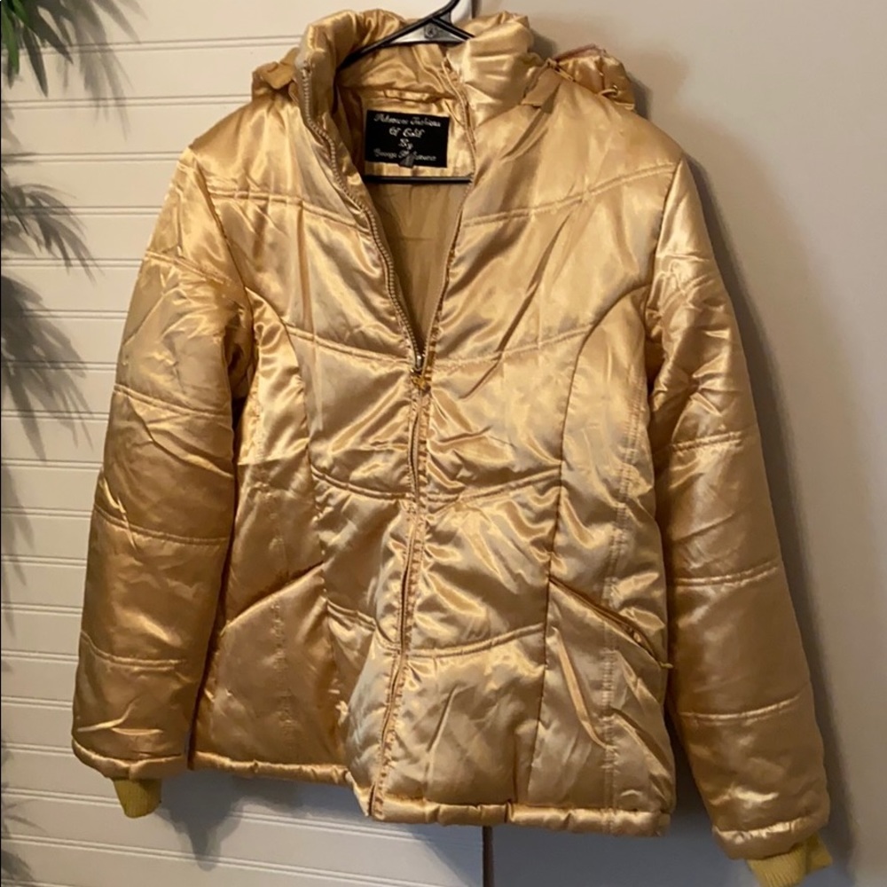 Palomares of Calif gold hooded puffer jacket